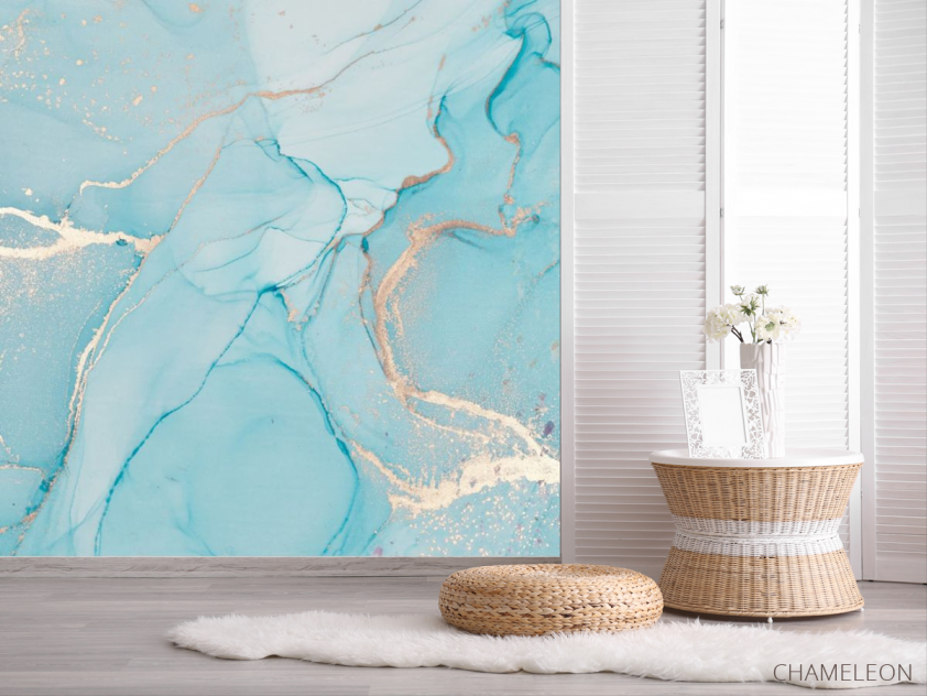 Фотошпалери Бірюзовий флюїд золото - 2