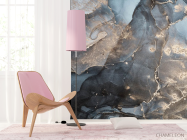 Фотошпалери Сірий Fluid art з золотом - 4