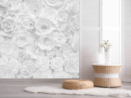 Фотошпалери Біла стіна з паперових квітів - 2