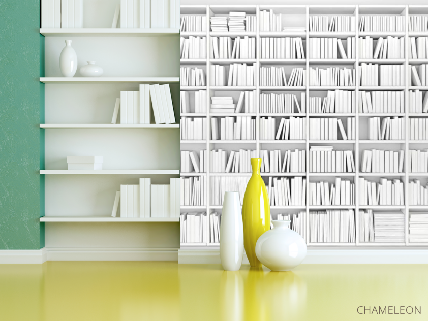 Фотошпалери білий книжкова шафа - 3