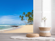Фотошпалери пальми на білому піску - 2
