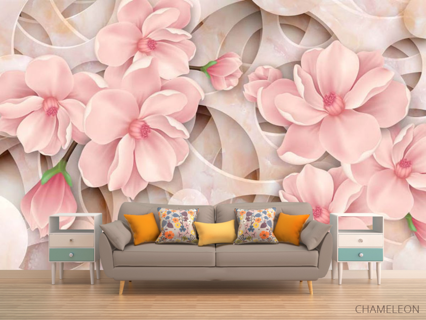 Фотообои 3д цветы розовые - 1