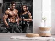Фотошпалери дівчина і хлопець з гантелями - 2