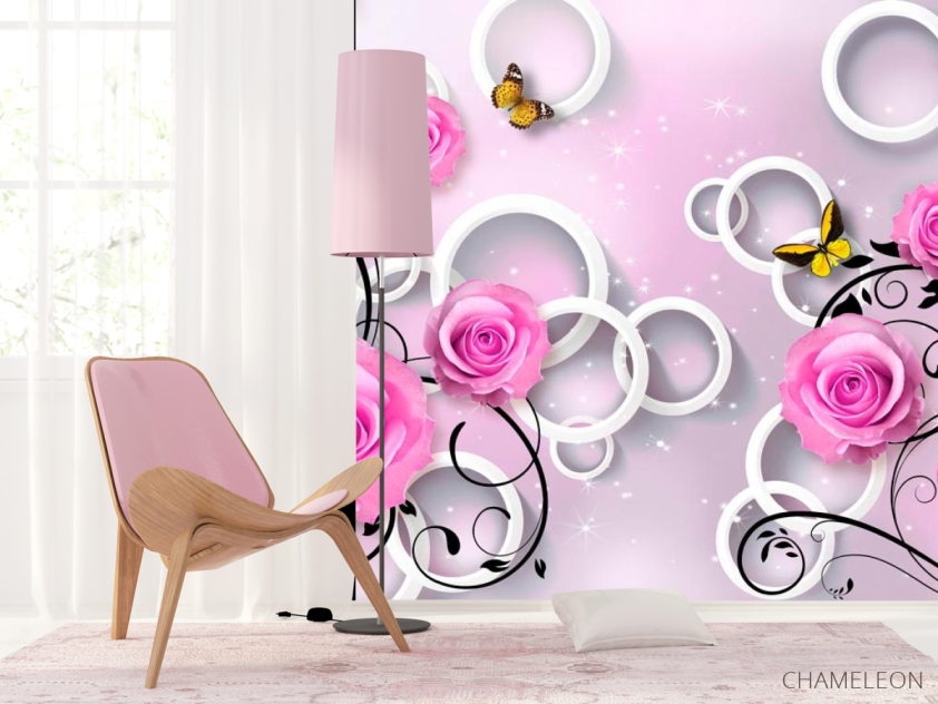 Фотошпалери Троянди бузкові 3d - 4