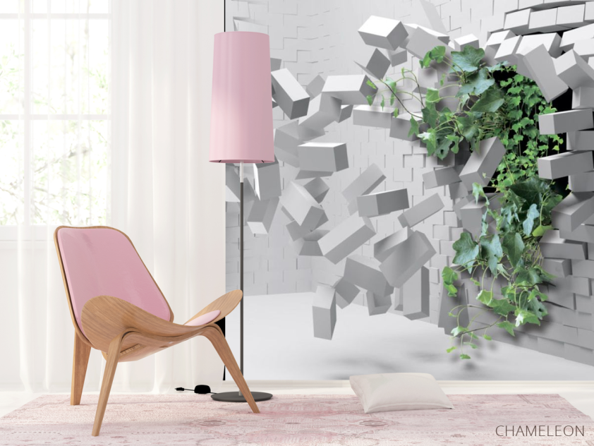 Фотошпалери Цегляна стіна з квіткою - 4