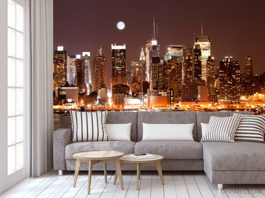 Фотообои Ночной причал, дома NY - 3