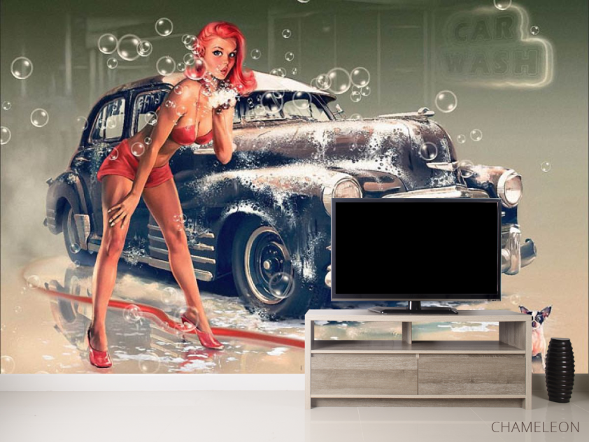 Фотообои Девушка и ретро машина - 2