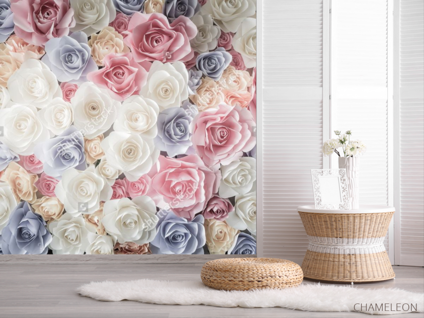 Фотошпалери 3D паперові троянди - 2