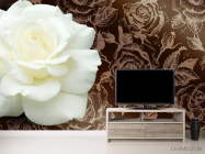 Фотообои Огромная белая роза и паттерн - 2