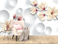 Фотообои Магнолия и 3д круги - 4