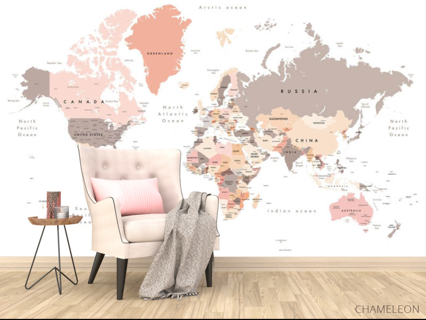 Фотообои Карта мира в пастельных тонах - 4