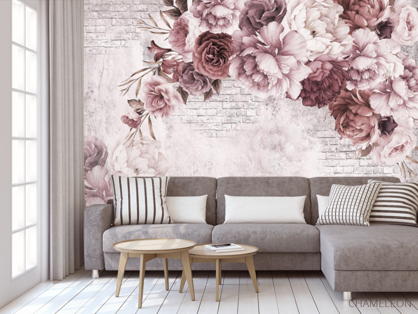 Фотообои Винтажные бордовые пионы - 3