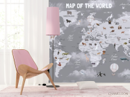 Фотошпалери сіра карта для дитячої англійською мовою - 4