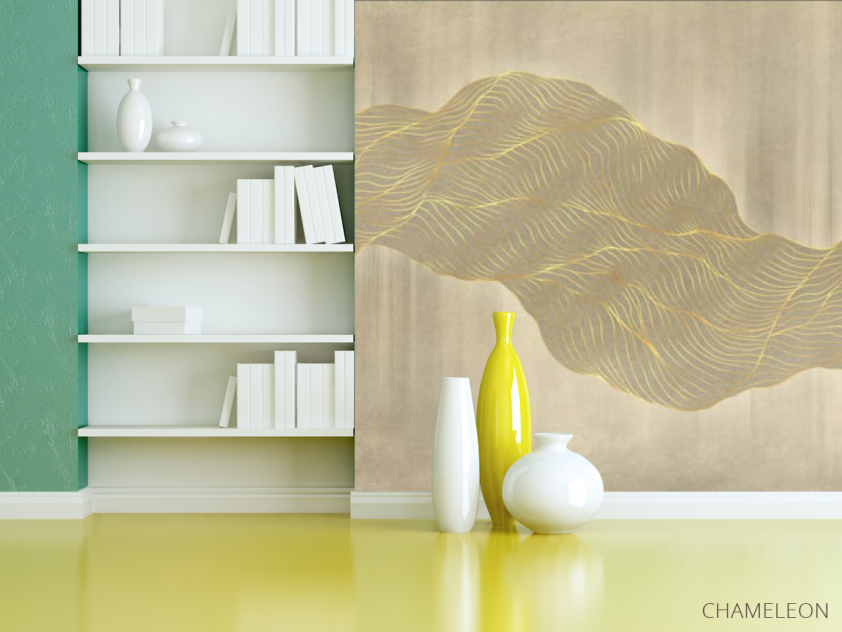 Фотошпалери абстрактні хвилі золоті - 3