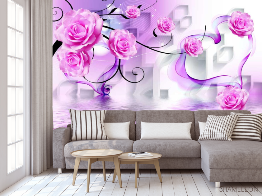 Фотообои 3д розовые розы - 3