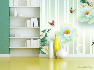 Фотошпалери Салатові квіти 3д - 3