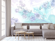 Фотообои Голубые векторные цветы - 3