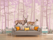 Фотообои Олени в розовом лесу - 1