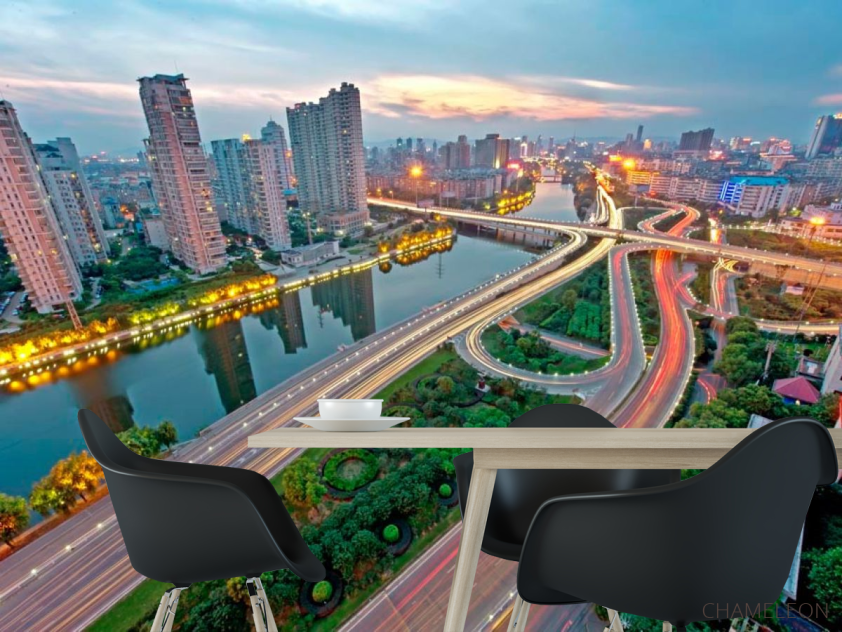 Фотошпалери Набережна, вогні, захід - 1