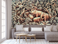 Фотообои деревянные слоны - 3