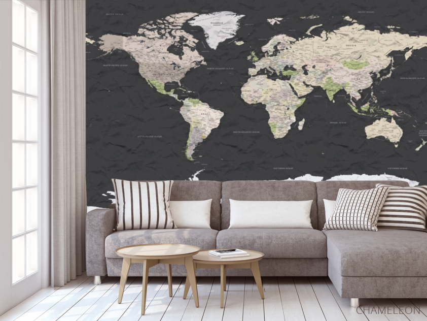 Фотообои Чёрная 3d карта - 3