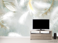 Фотообои Белые перья с золотом - 2