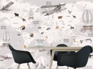 Фотошпалери сіра дитяча карта англійською - 1