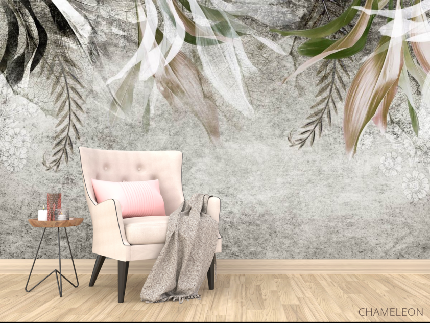 Фотообои Листья на бетоне - 4