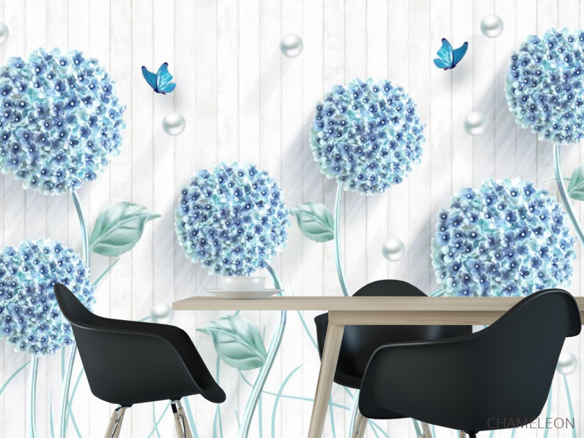 Фотошпалери 3D блакитні кульбаби - 1