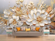 Фотообои 3д цветы золотые - 1