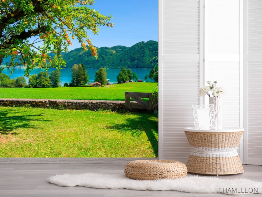 Фотошпалери Фотошпалери Яблуня, гори, вода - 2