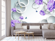 Фотообои Фиолетовые цветы с кругами - 3