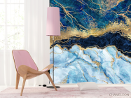 Фотошпалери Синій Fluid art з золотом - 4