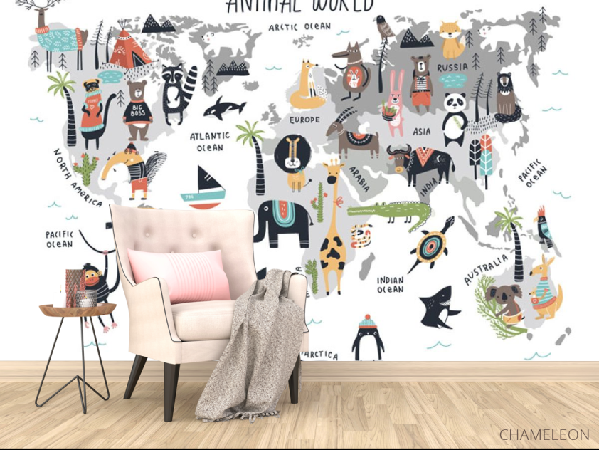 Фотообои Карта детская с животными - 4