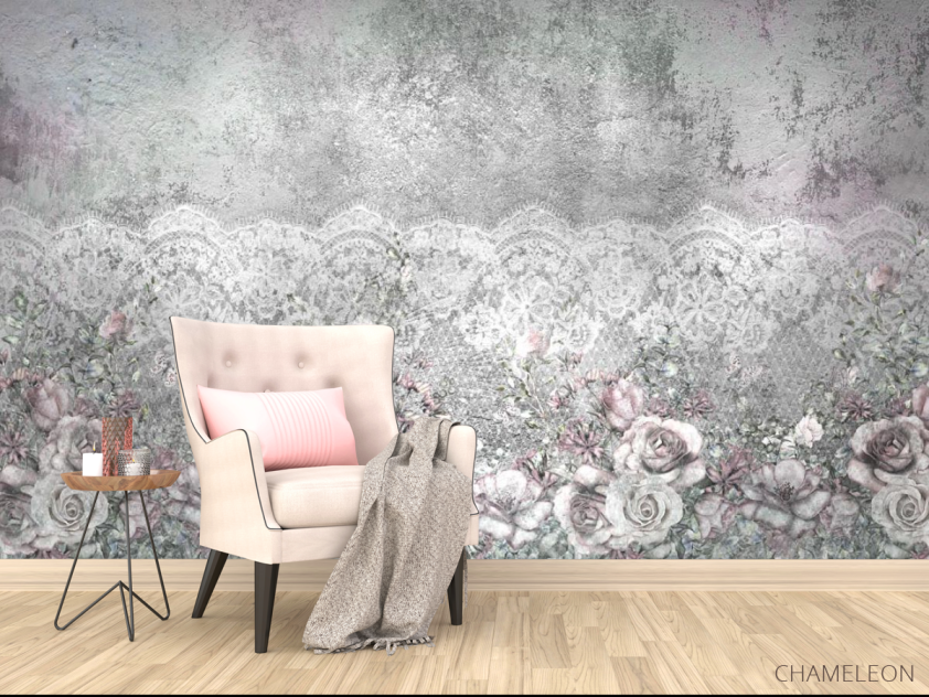 Фотообои Цветы на сером бетоне - 4