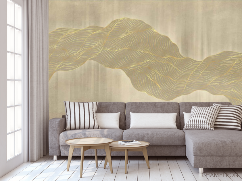 Фотообои Абстрактные волны золотые - 3