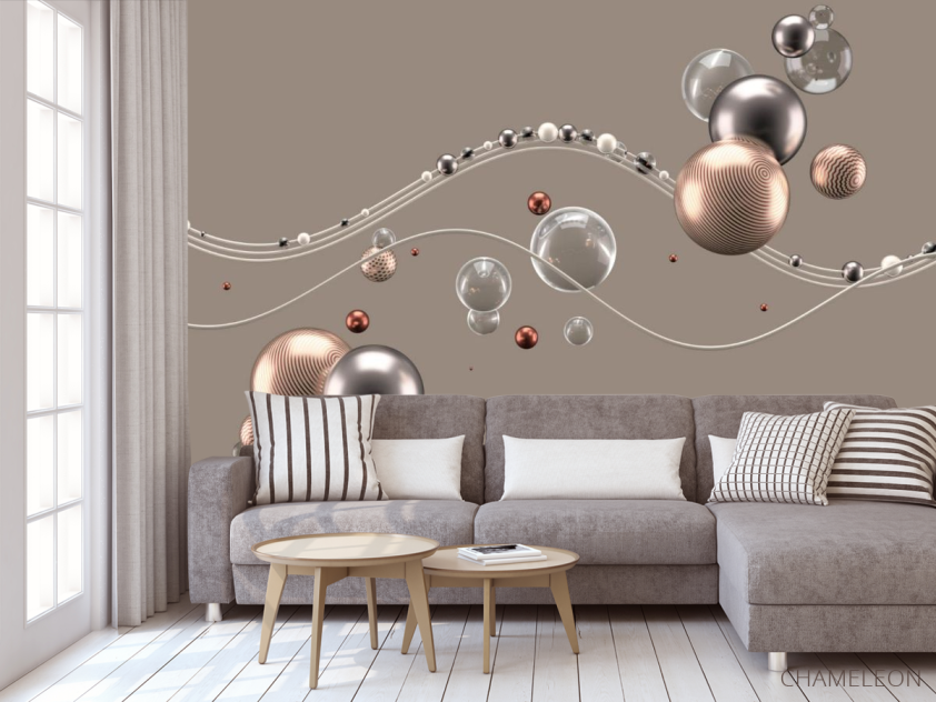 Фотообои Золотые 3д шары - 3