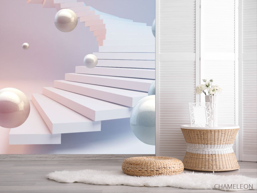 Фотошпалери 3Д кулі і рожеве небо - 2