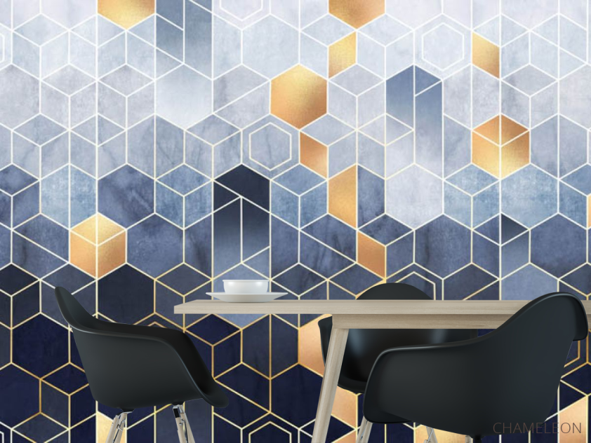 Фотошпалери різнокольорові шестикутники - 1