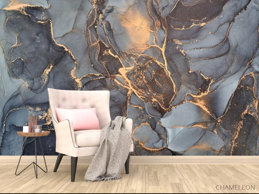 Фотообои Серый флюид с золотом - 4