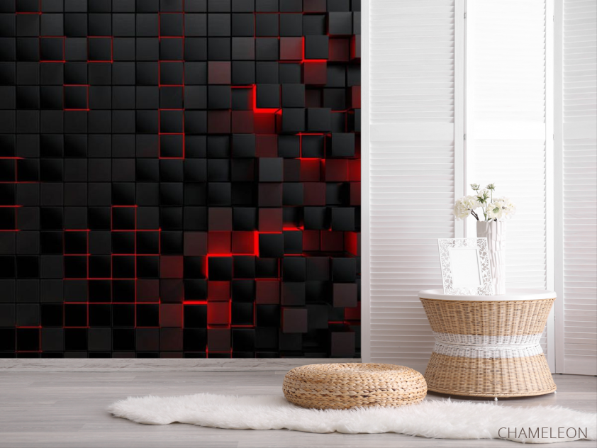 Фотошпалери 3Д стіна з квадратів - 2