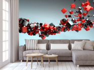 3д фотообои Черные и красные кубы - 3