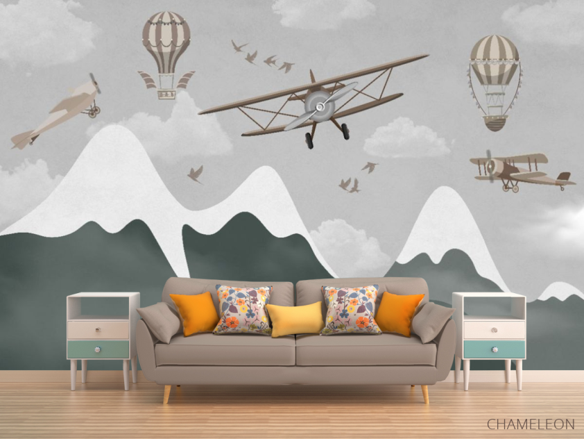 Фотообои детские горы и самолеты - 1