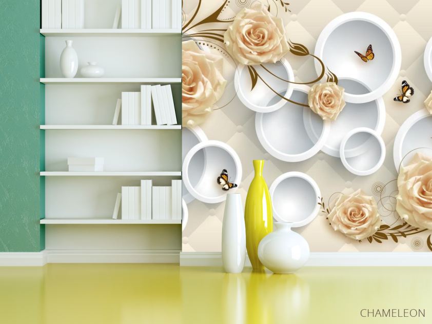 Фотошпалери Жовті троянди 3д - 3