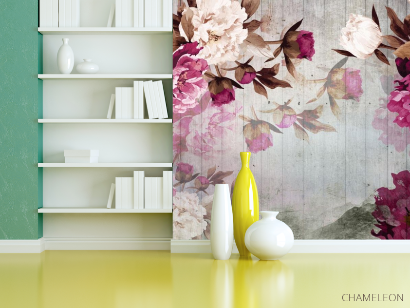 Фотошпалери Вінтажні бордові півонії - 3