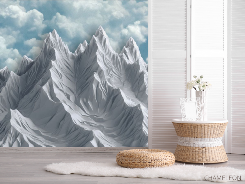 Фотошпалери 3Д гори блакитні з небом - 2