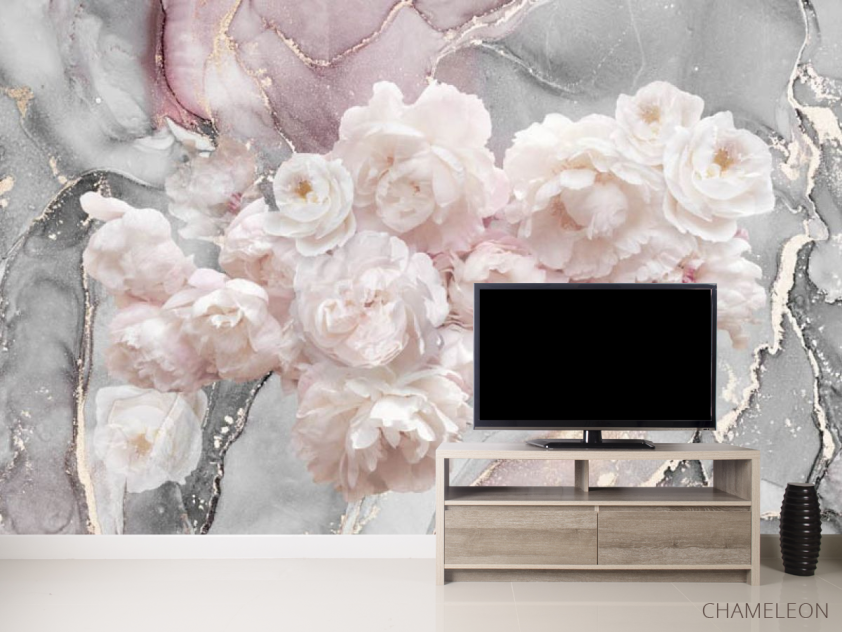 Фотообои Пионы на фоне флюида - 2