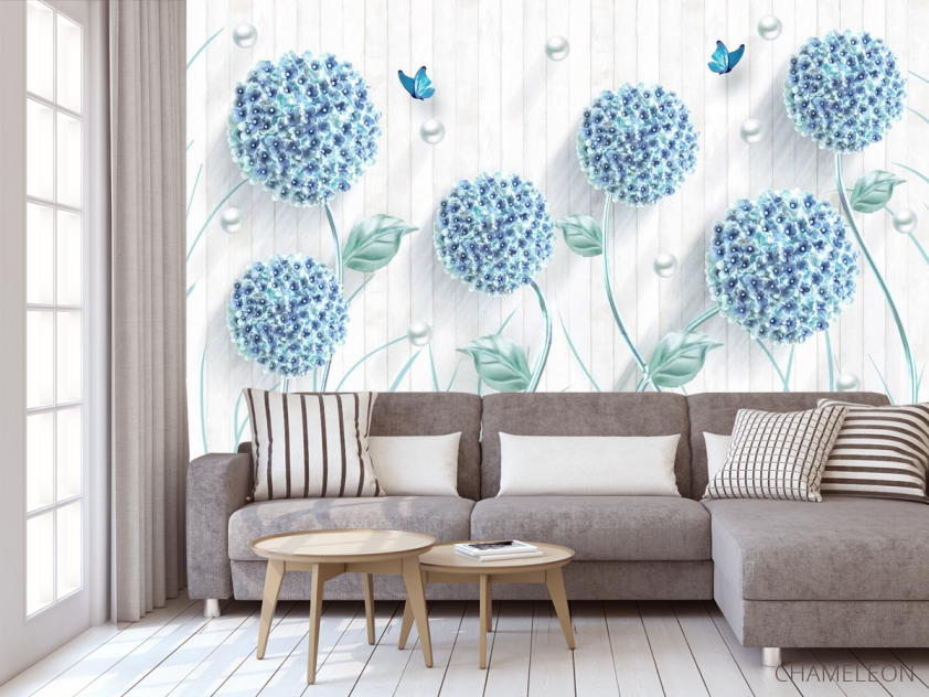 Фотообои 3d голубые одуванчики - 3