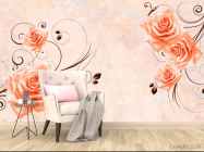 Фотообои 3D розы на нежном фоне - 4