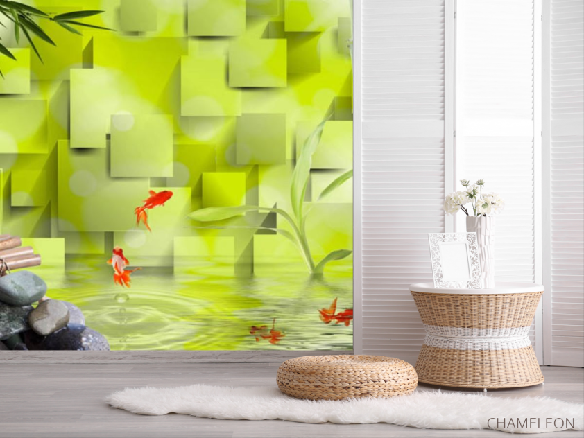 Фотошпалери рибки і 3Д стіна - 2